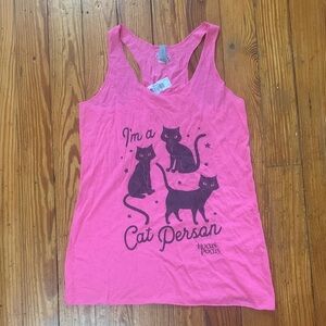 Disney Hocus Pocus Cat Person Pink and Black Tank